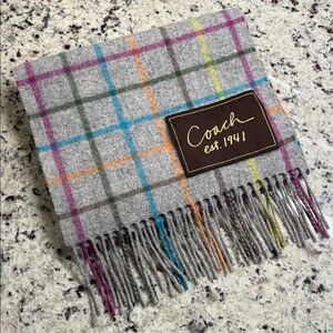 Coach Plaid Wool & Cashmere Scarf EUC